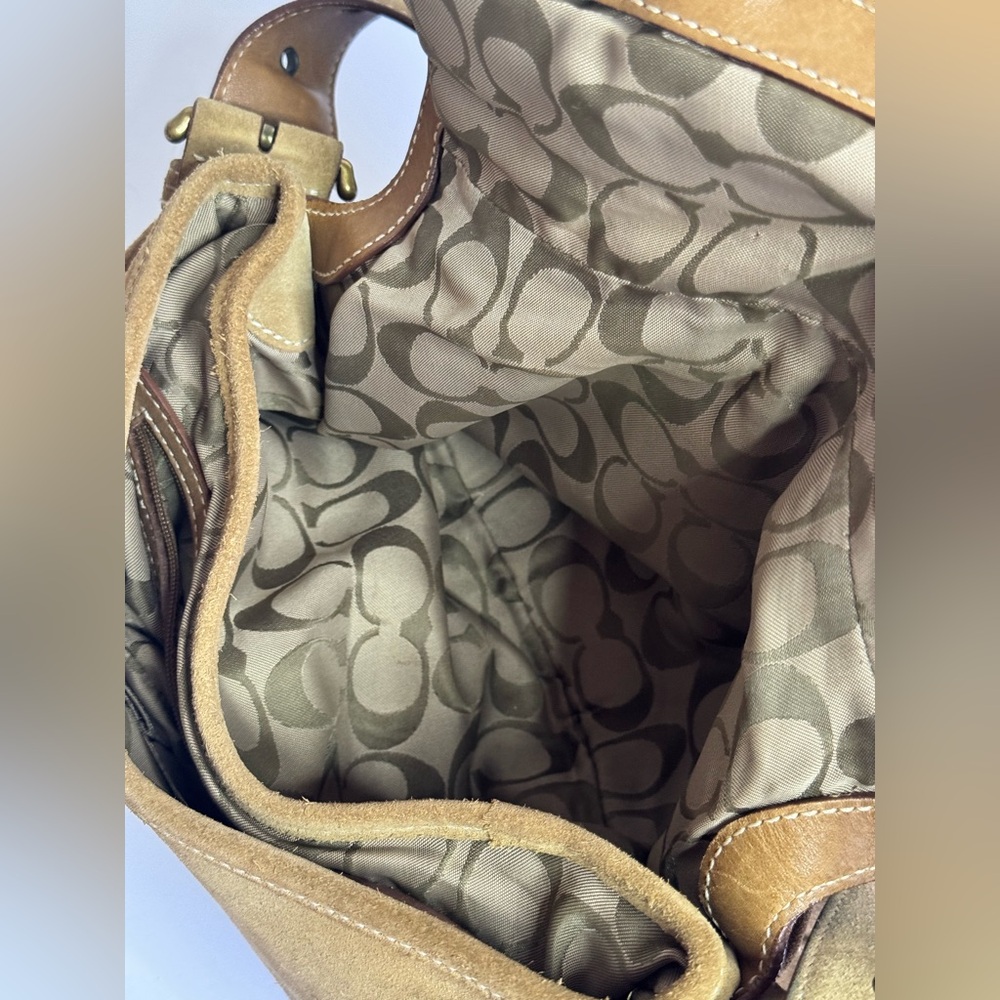 Coach Y2K 2004s SoHo Beige Tan Suede Shoulder Bag - Picture 15 of 15